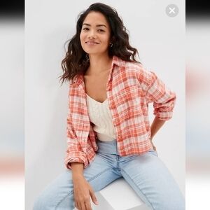 NWT American Eagle‎ cropped flannel shirt,plaid,Cottage core,Granola girl